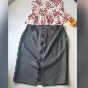 Black front zipper skirt